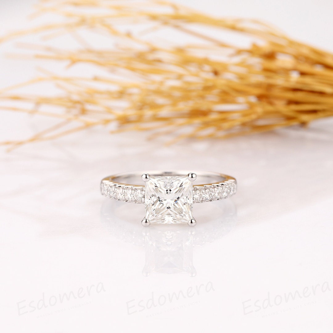 Anniversary Ring Princess Cut 2CT Moissanite Engagement Ring - Etsy
