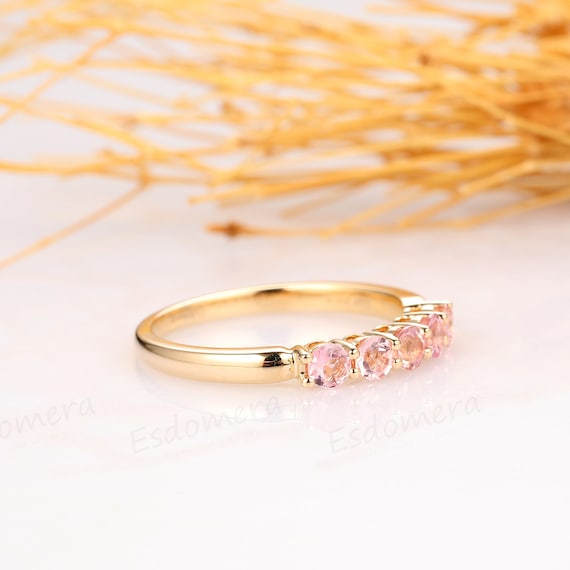 Buy Round Cut Natural Pink Tourmaline Wedding Ring, Stone