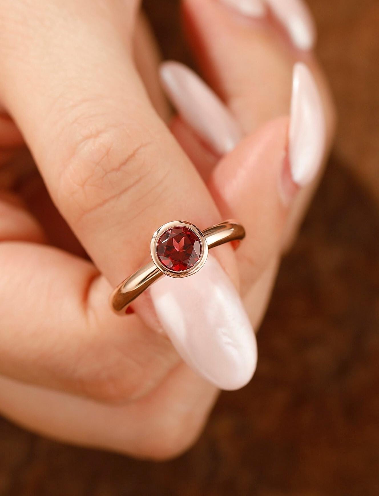 10k Yellow Gold Ruby Claddagh Ring – Promise, Engagement Or Wedding Ring With Open Heart Design - View #4