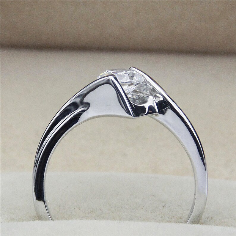 0.6ct Esdomera Moissanite Square Shape Solitaire Design 14k White Gold Engagement Wedding Rings CFR0482-ESMS0.6CT