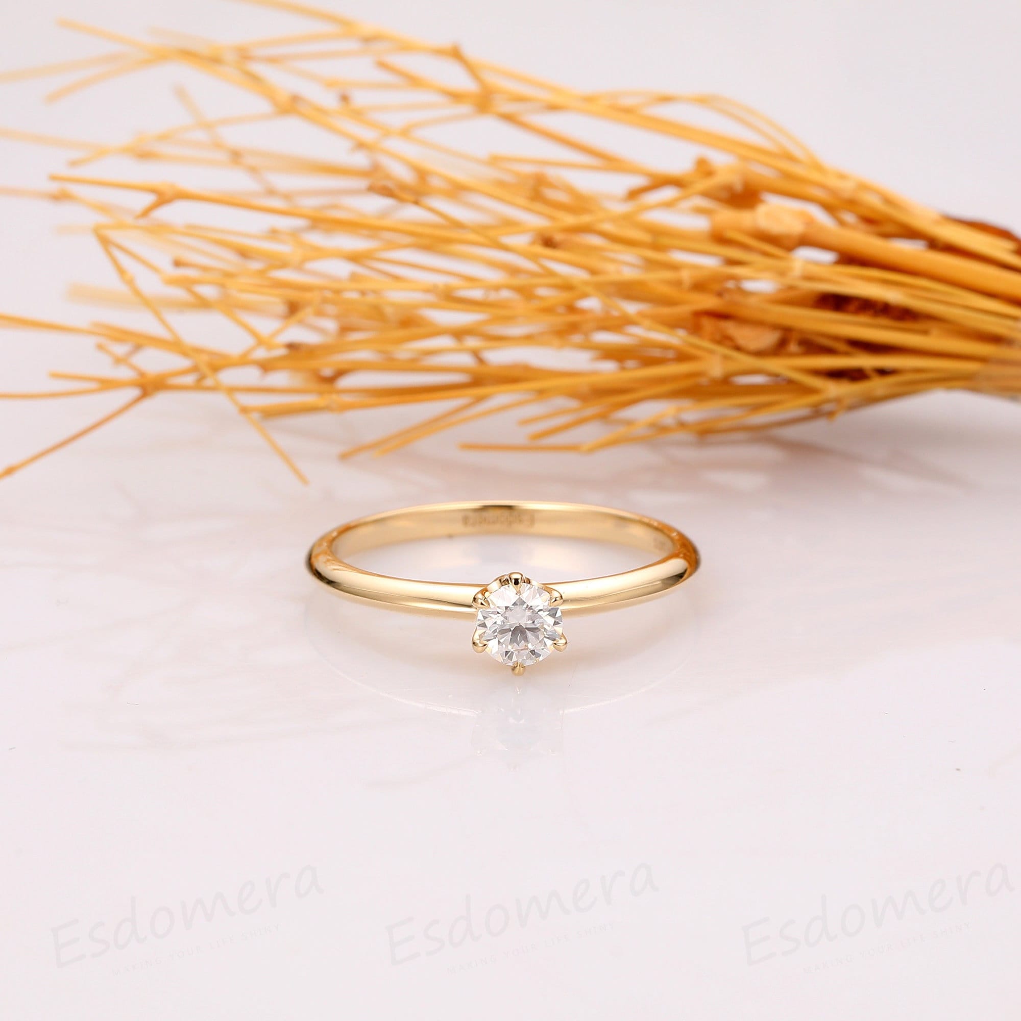 Fede Uomo In Oro Bianco 14k Con Moissanite Solitario 1.50 CT, Taglio Tondo, Dajuwel