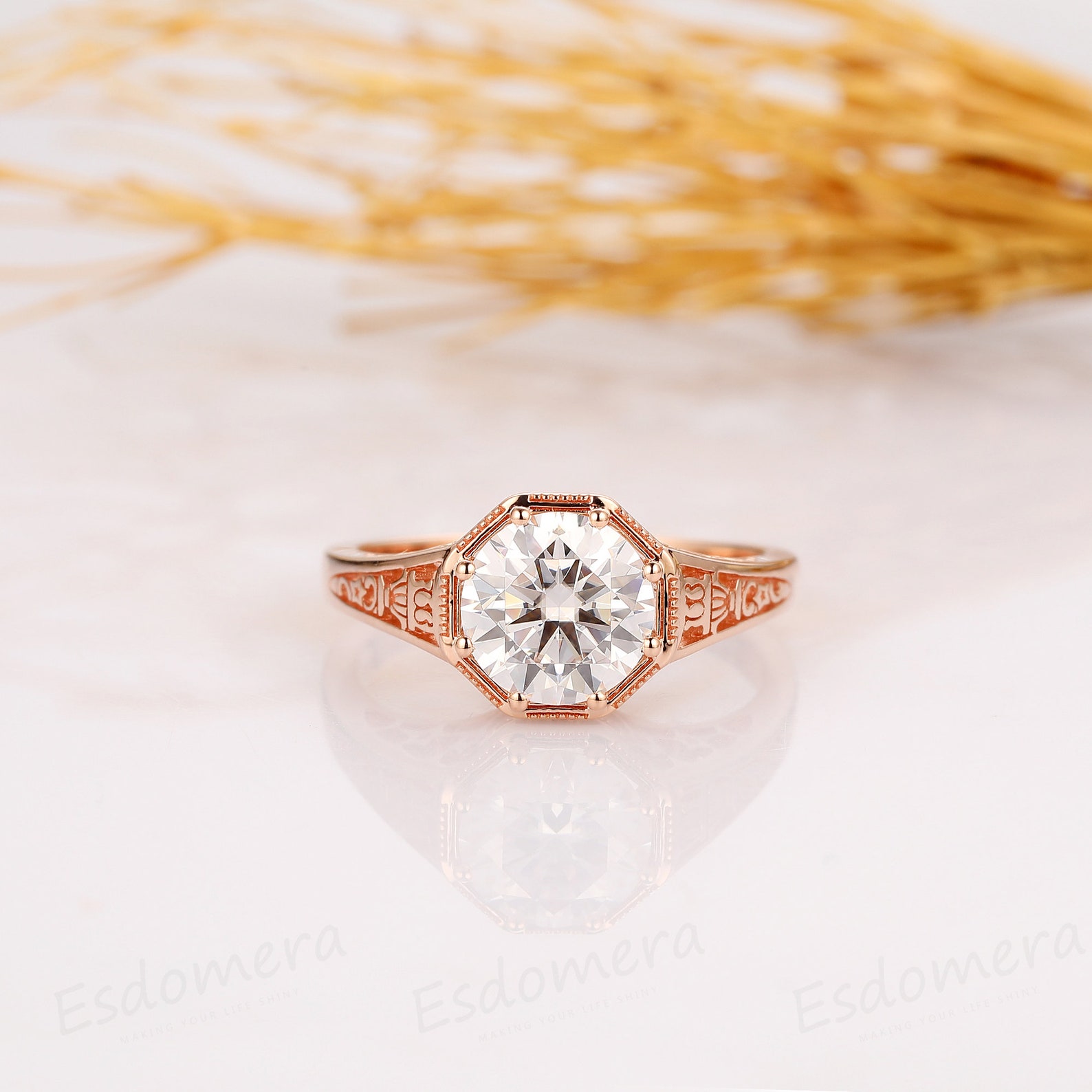 Adored Moissanite Cutout Wide Ring