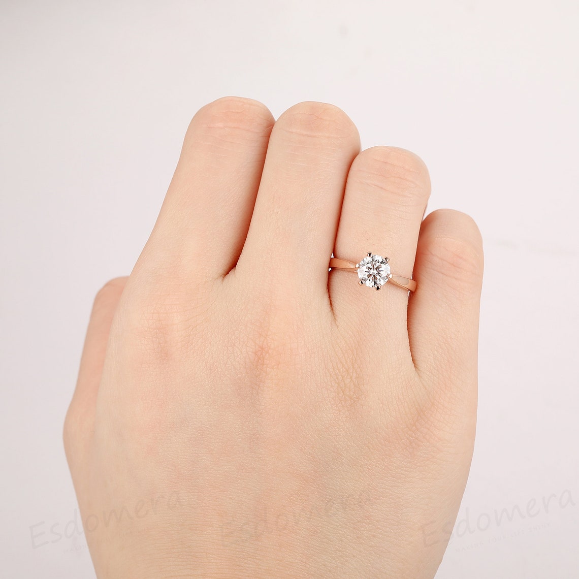Moissanite Solitaire Ring Round 1CT Esdomera Moissanite Etsy