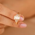 Bezel Set Ring, Emerald Cut Moissanite Engagement Ring, Statement Ring For Her, Baguette Moissanite Accent Ring, Solid Gold Wedding Ring