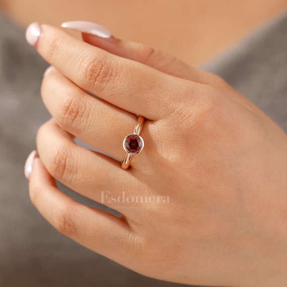 10k Yellow Gold Ruby Claddagh Ring – Promise, Engagement Or Wedding Ring With Open Heart Design - View #5