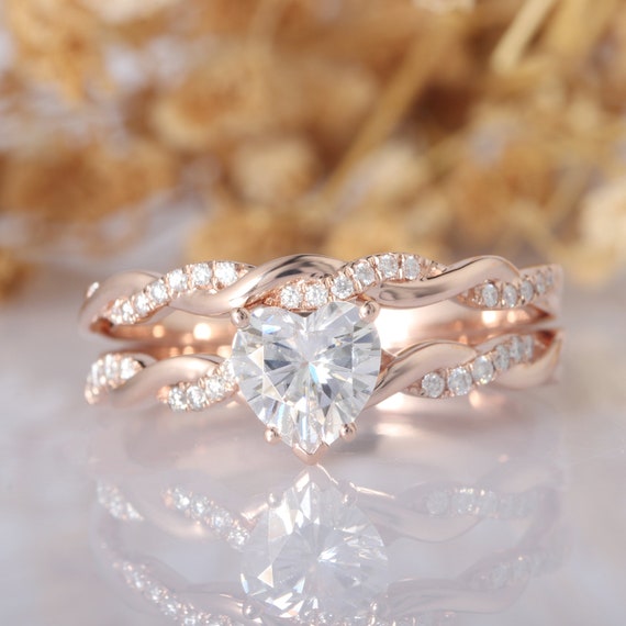 Heart shaped engagement ring sets best sale