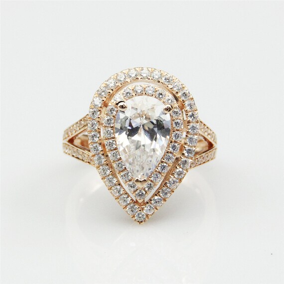 2.00 Ct Pear Cut VVS1 Diamond Halo Engagement Wedding Ring 14K White Gold Over 2.00 Ct Pear Cut VVS1 Diamond Halo Engagement Wedding Ring 14K White Gold Over