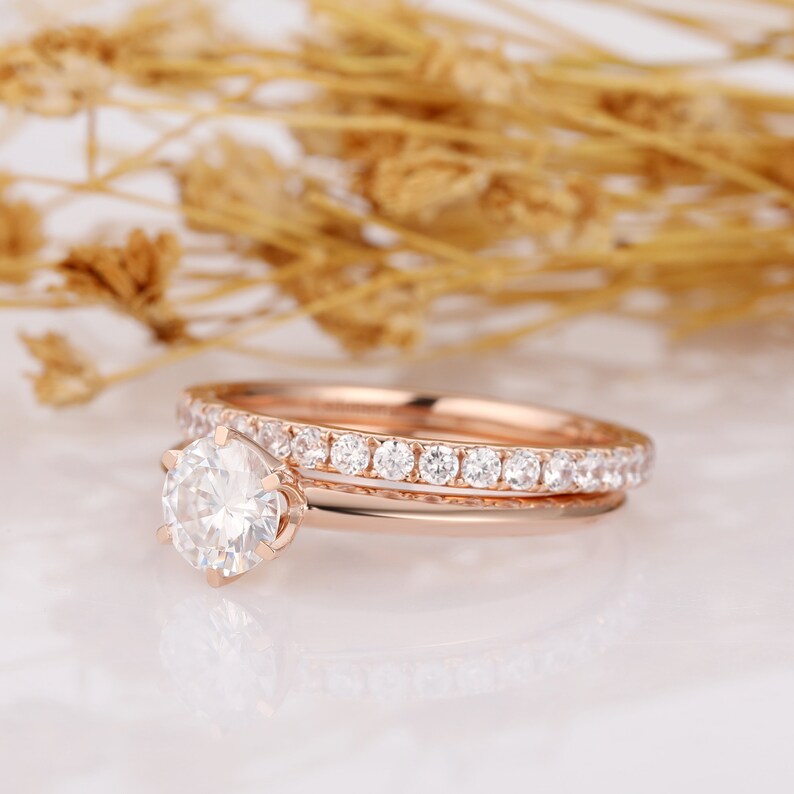 Round Cut 1CT Solitaire Engagement Ring 14K Solid Rose Gold - Etsy