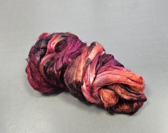 Silk fiber for spinning, Tussah silk for felting, Hand dyed roving for spinning, Tussah Silk Roving 10gr, 0,35oz
