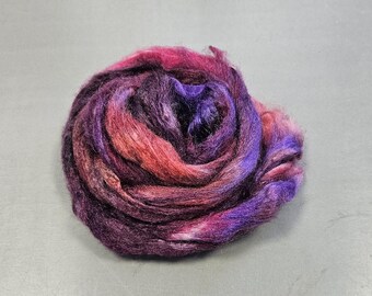Silk fiber for spinning, Tussah silk for felting, Hand dyed roving for spinning, Tussah Silk Roving 10gr, 0,35oz