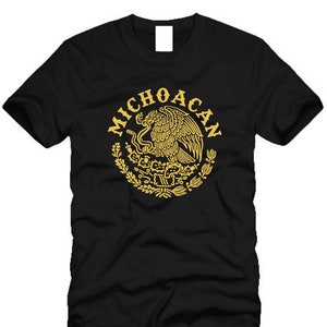 MEXICO T-SHIRTS, Mexican coat of arms shirts, cool urban shirts Metallic Gold/White