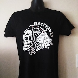 Chicago blackhawks black skull jersey shop