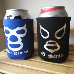 EL Santo and Blue Demon Contra las Asadas del Verano Koozies, Can Coolers Set of Six