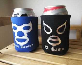 EL Santo and Blue Demon Contra las Asadas del Verano Koozies, Can Coolers Set of Six