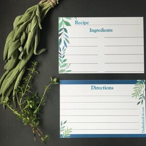 Botanische Rezept-Karte - Set von 12-100 % Recycling-Papier - 4 "x 6" Rezept-Karten - Gastgeberin Housewarming Bridal Shower Geschenk Ideen
