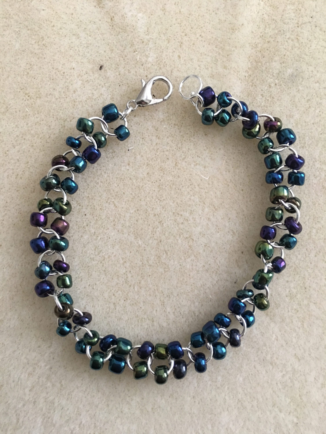 Jump Ring Seed Bead Bracelet Etsy