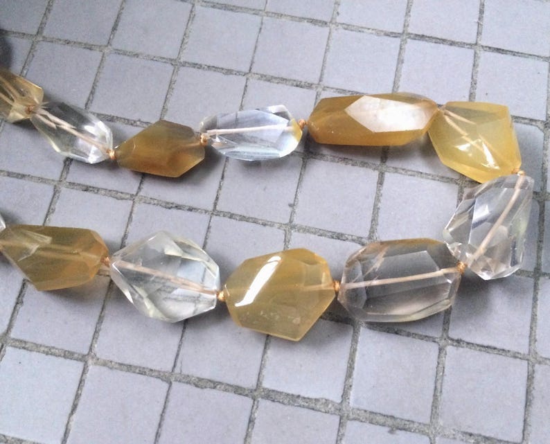 Full Strand Fine Quality Natural Yellow Hematoid Quartz Freeform Faceted Nugget Beads