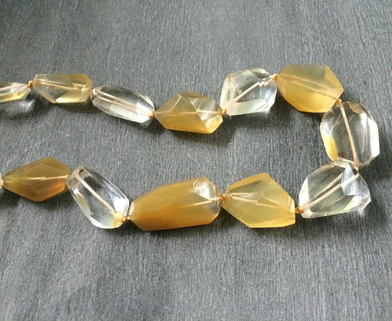 Full Strand Fine Quality Natural Yellow Hematoid Quartz Freeform Faceted Nugget Beads