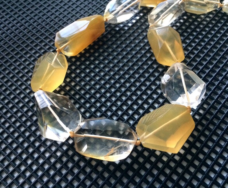 Full Strand Fine Quality Natural Yellow Hematoid Quartz Freeform Faceted Nugget Beads
