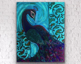 Peacock blue wall art home decor - Blue art - Peacock art print - Peacock gifts - Gifts for bird lovers - Birthday gift - Housewarming gift