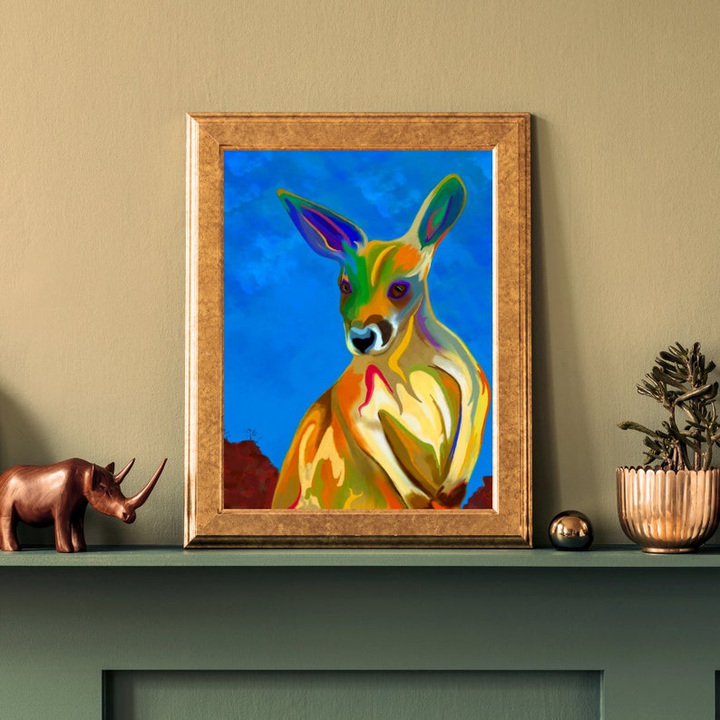 Kangaroo Print Australian Animal Wall Art Kids Room Decor Etsy Australia
