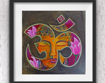 Buddha print - Buddha wall art - Meditation art - Spiritual art - Buddha Ohm - Zen art - Feng shui home decor - Buddhist art - Buddha gift