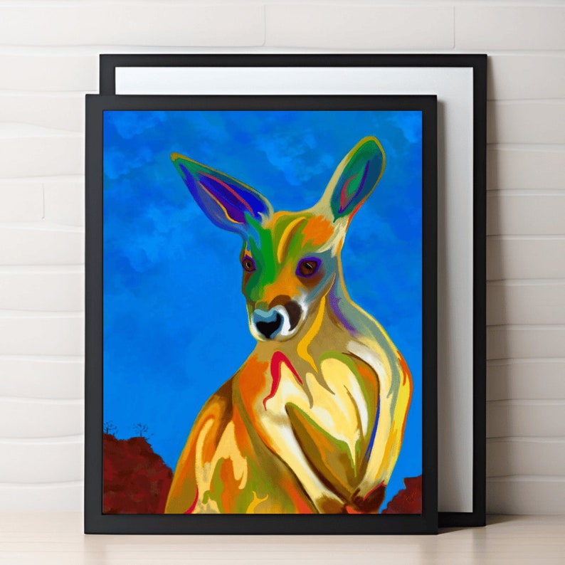 Kangaroo Print Australian Animal Wall Art Kids Room Decor Etsy Australia