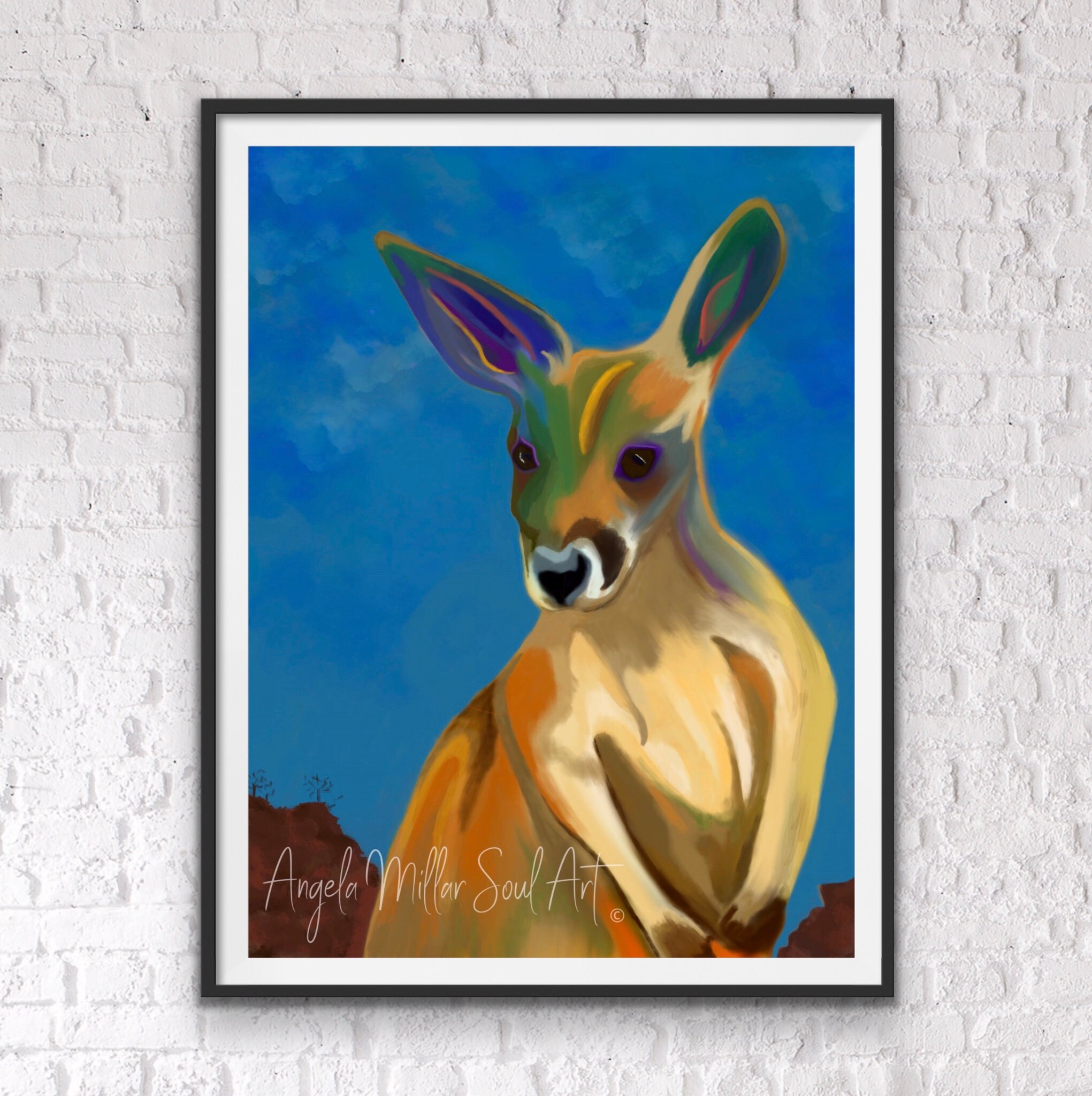 Kangaroo print Australian animal wall art Kids room decor Etsy