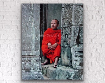 Cambodia - Fine art photography - Travel photography - Buddhist monk - Asian decor - Asian wall art - Zen decor - Buddhism - Temple art