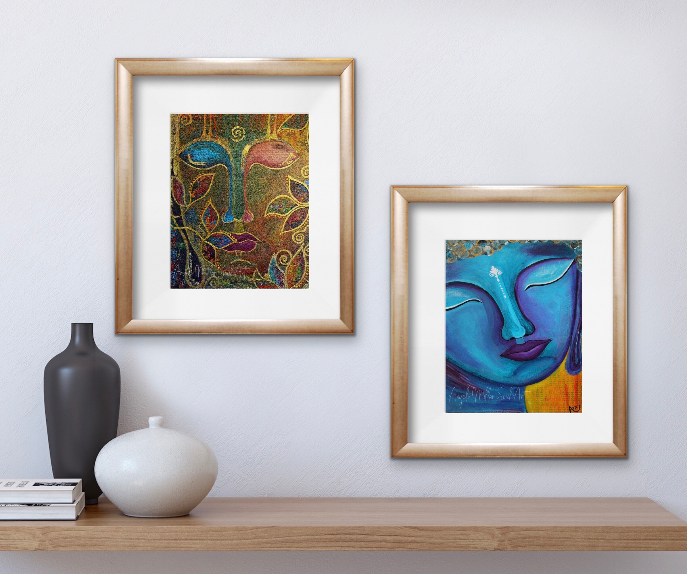 Blue Buddha Wall Art Etsy