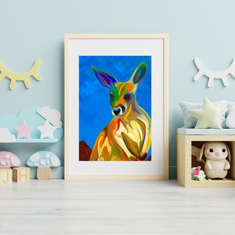 Kangaroo Print Australian Animal Wall Art Kids Room Decor Etsy Australia