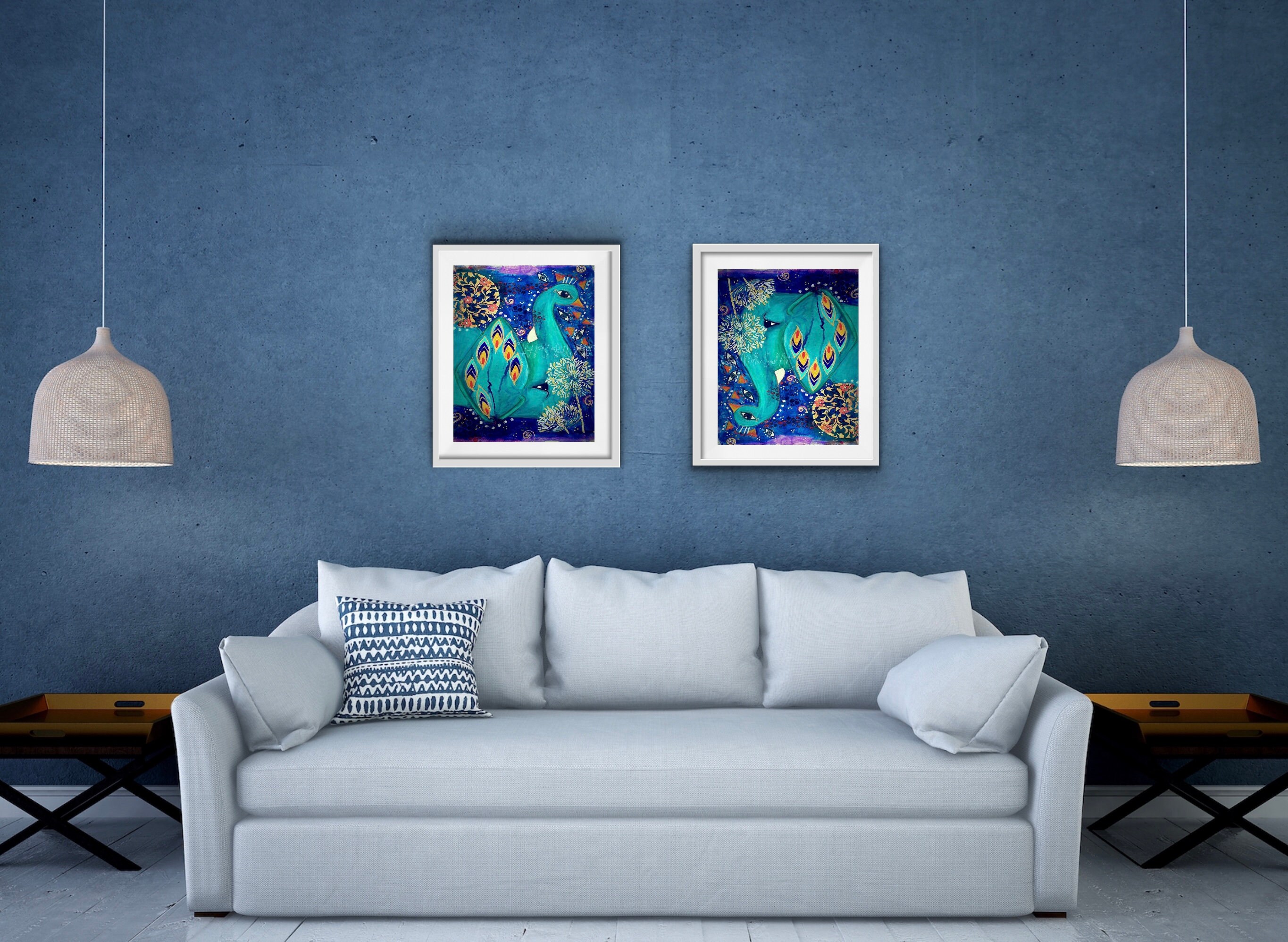 Elephant Decor Elephant Wall Art Peacock Decor Peacock Etsy Australia