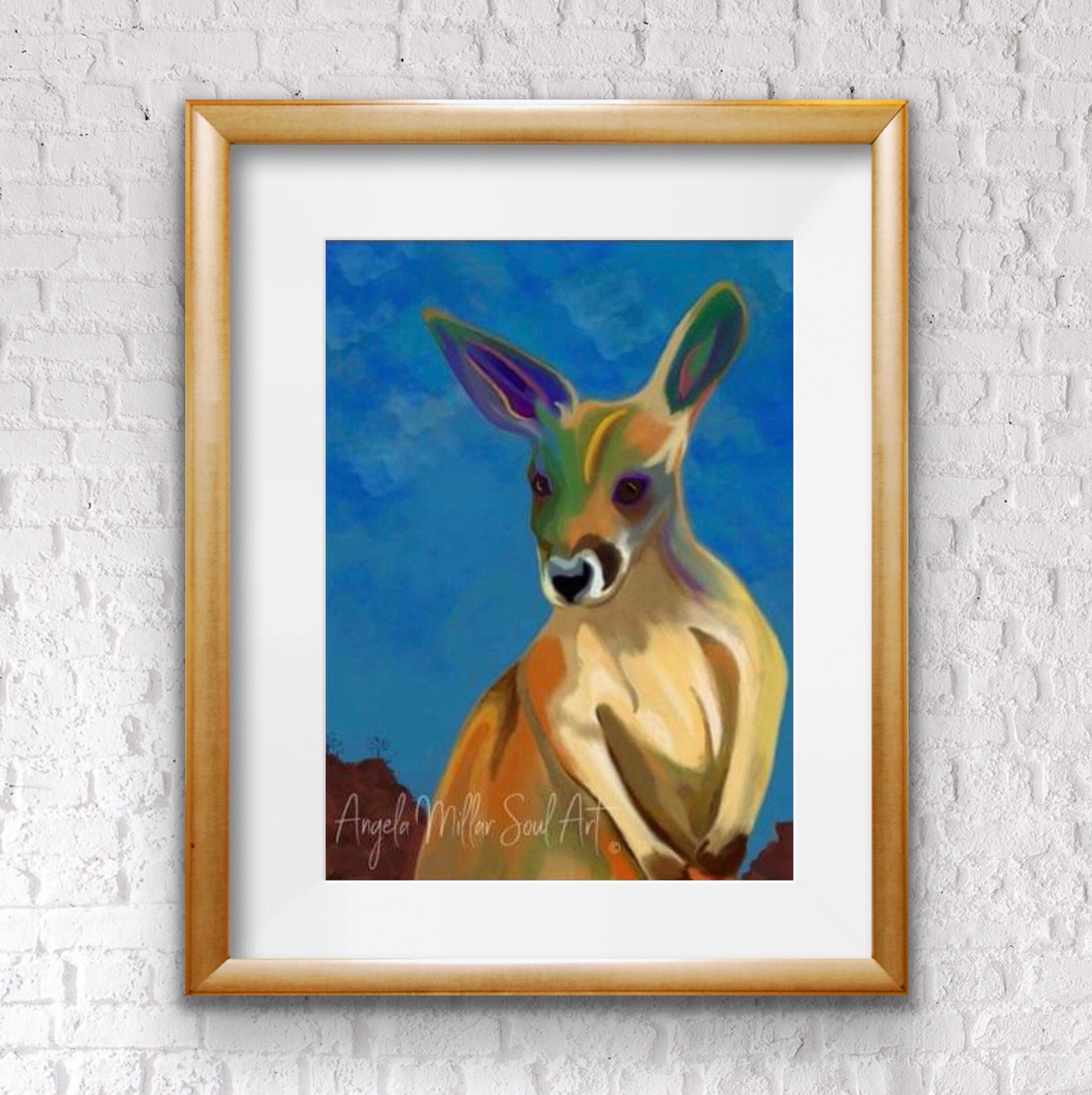 Kangaroo print Australian animal wall art Kids room decor Etsy