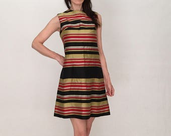 60s Mini Party Dress Women Xs Vintage 1960s Mod Mini Sleeveless Cocktail Shift Dress Metallic Gold Red Black Evening Stripe Scooter Dress 2 60s Mini Party Dress Women Xs Vintage 1960s Mod Mini Sleeveless Cocktail Shift Dress Metallic Gold Red Black Evening Stripe Scooter Dress 2