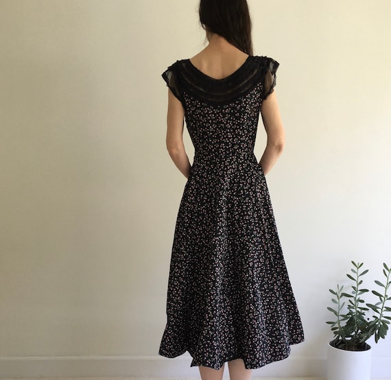 Vintage 1950s prom dress XS 2 women black pink fo… - image 6