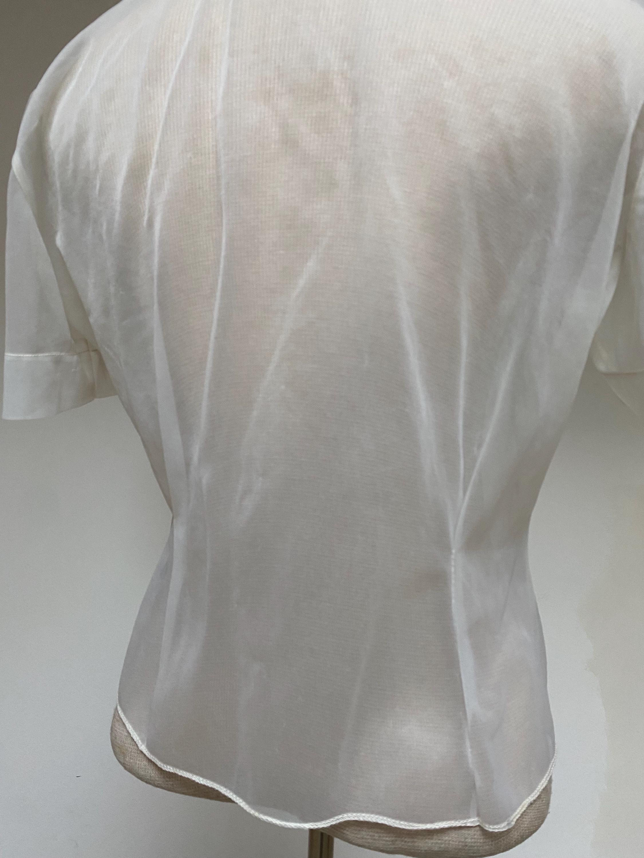 Vintage 1940s White Blouse Women M 6 8 L 40s 30s 1930s 50s 1950s