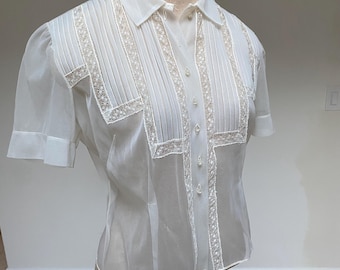 1930s White Cotton Pin Tuck Blouse With Peter Pan Collar - Etsy