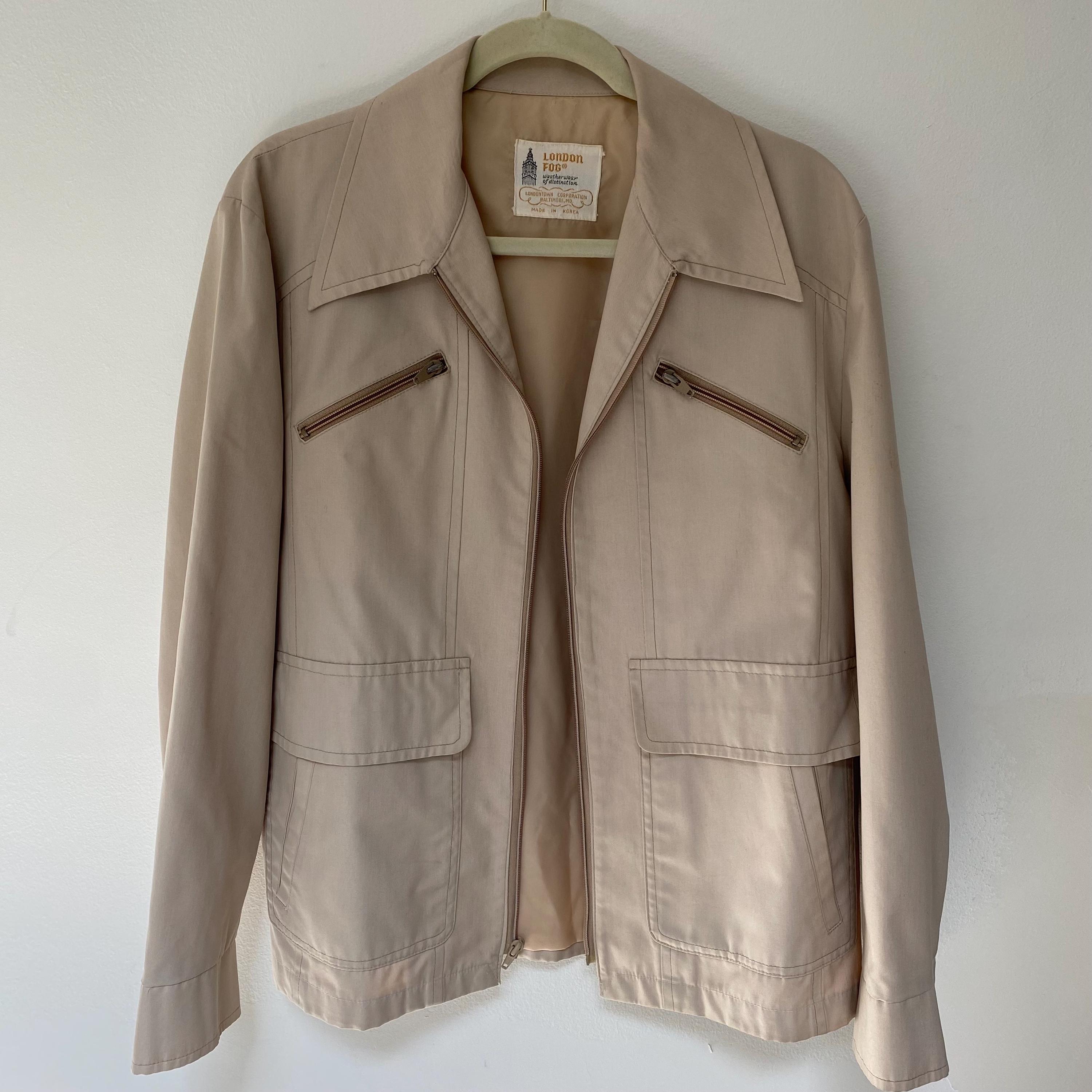 Men Vintage London Fog Short Rain Coat Jacket M 42/beige 1960s