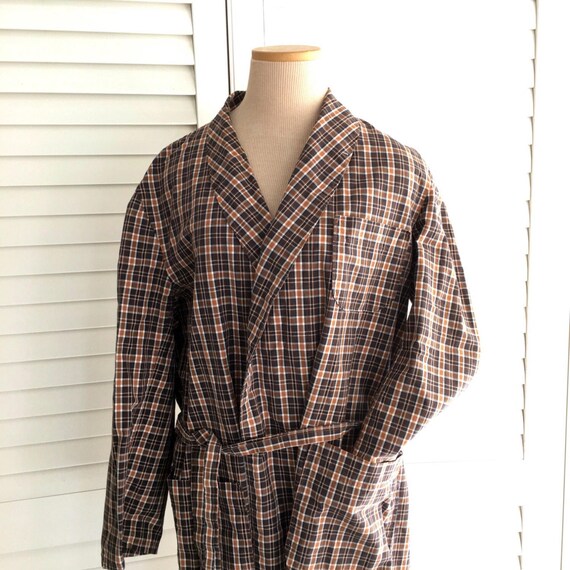 Vintage men Cotton 1950s robe M 50s bathrobe men's br… Gem