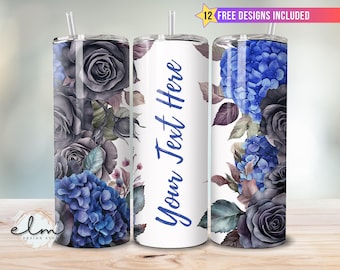 Add Your Own Text Watercolor Floral 20oz Skinny Tumbler Sublimation Wrap Design, Bride Gift Bridal Party, Customizable Name Tumbler Wrap png