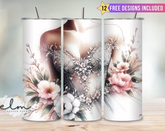 Bride 20oz Skinny Tumbler Sublimation Wrap Design, Gift Bridal Party Mrs to Be Wedding Dress Tuxedo Engagement, Groom Matching Set Available