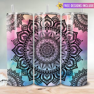 Sweary Mandala Hidden Cuss Word 20oz Skinny Tumbler Sublimation Wrap Design, Snarky Sarcastic Tie Dye Curse Word Fuck Overstimulated png