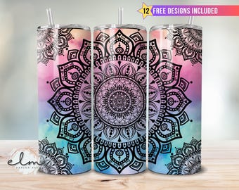 Sweary Mandala Hidden Cuss Word 20oz Skinny Tumbler Sublimation Wrap Design, Snarky Sarcastic Tie Dye Curse Word Fuck Overstimulated png