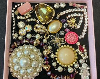 Lot#3 Broken Vintage Jewellery Rhinestone Harvest Creative Components/Altered Art/Mixed Media