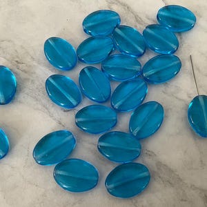 Blue Glass Beads 20PCE Oval Shapes Clean Recycled/Preowned Pieces Jewellery Making Craft Beading Supply