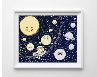 Items Similar To Solar System Print Black White
