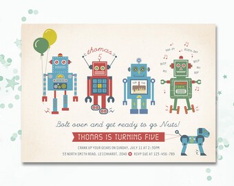 Robot Birthday Invitation Boy/'s Robot Birthday Invitation Robot Baby Shower Robot Invitation Bolt On Over And Let/'s Go Nuts Invitation