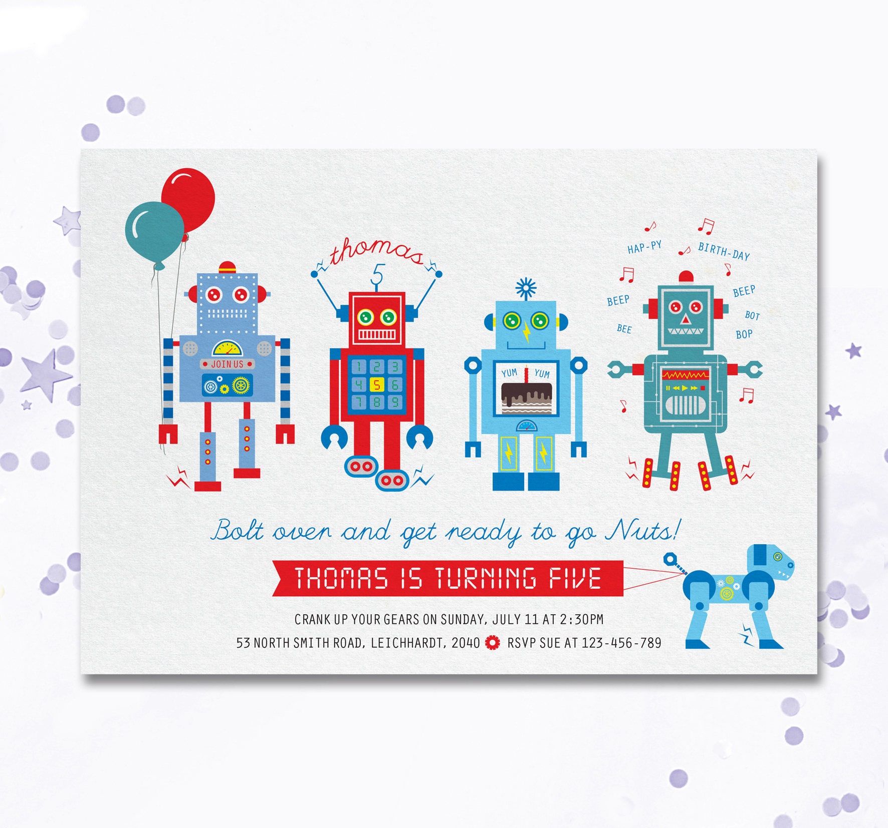 Robot Robot party Robot invitation robot birthday | Etsy