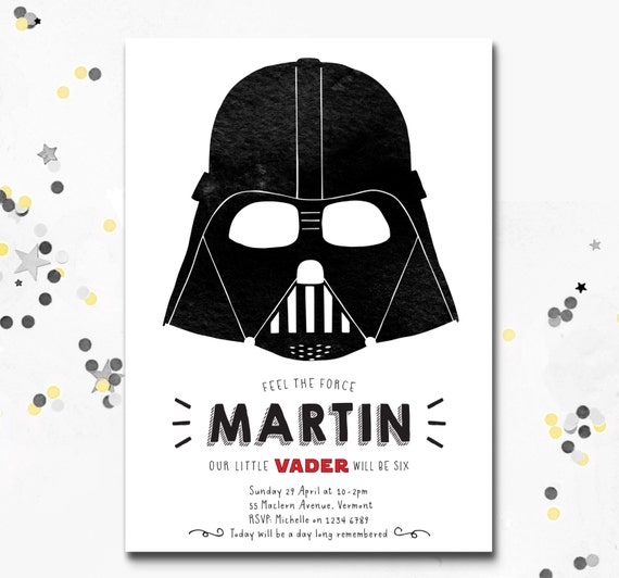 Darth Vader Invitation Star Wars Party Invite Darth Vader Etsy
