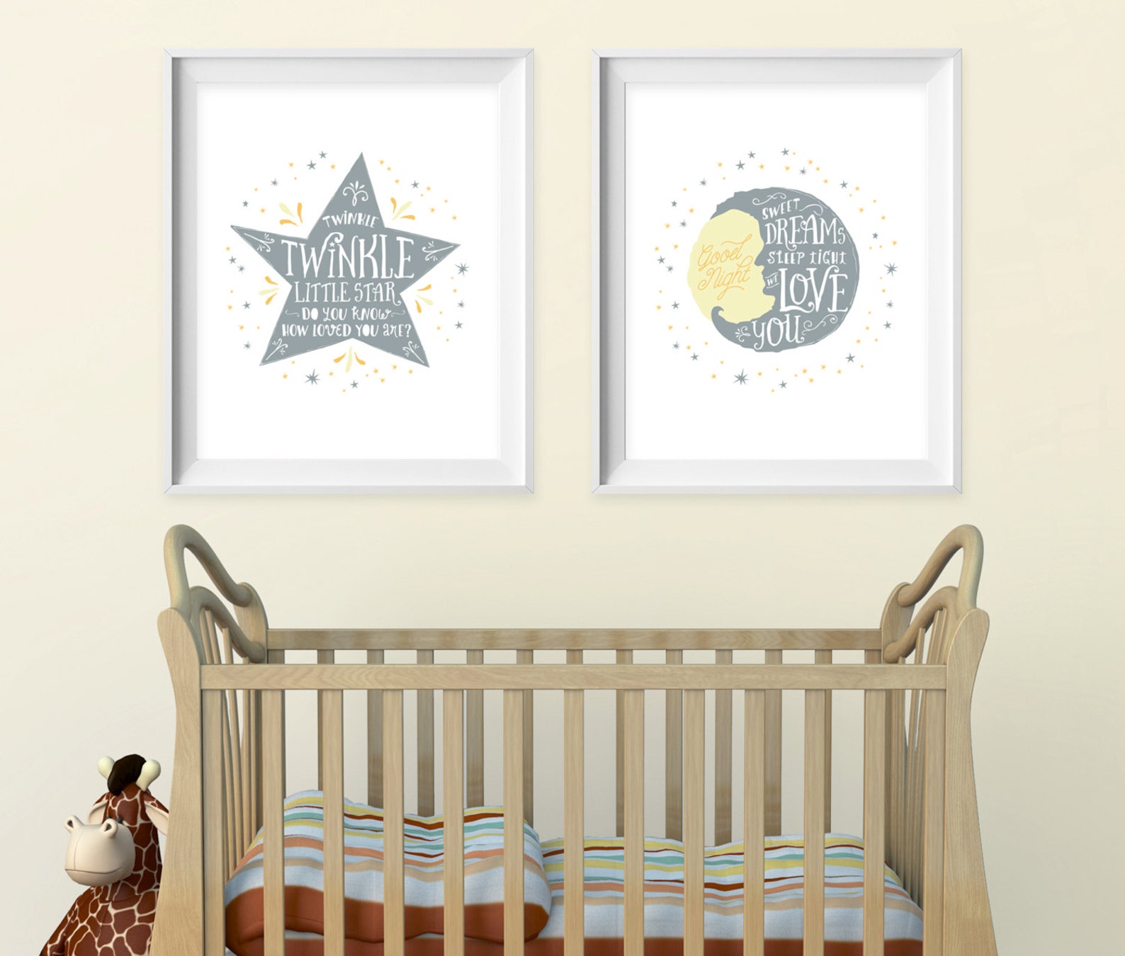 Children's wall art. Nursery Decor. Star & moon Etsy